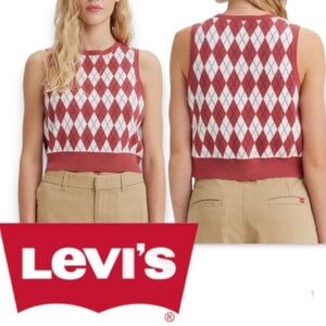 Levi's Slim-Fit Cropped Grandpa Sweater Vest Size Small Ilia